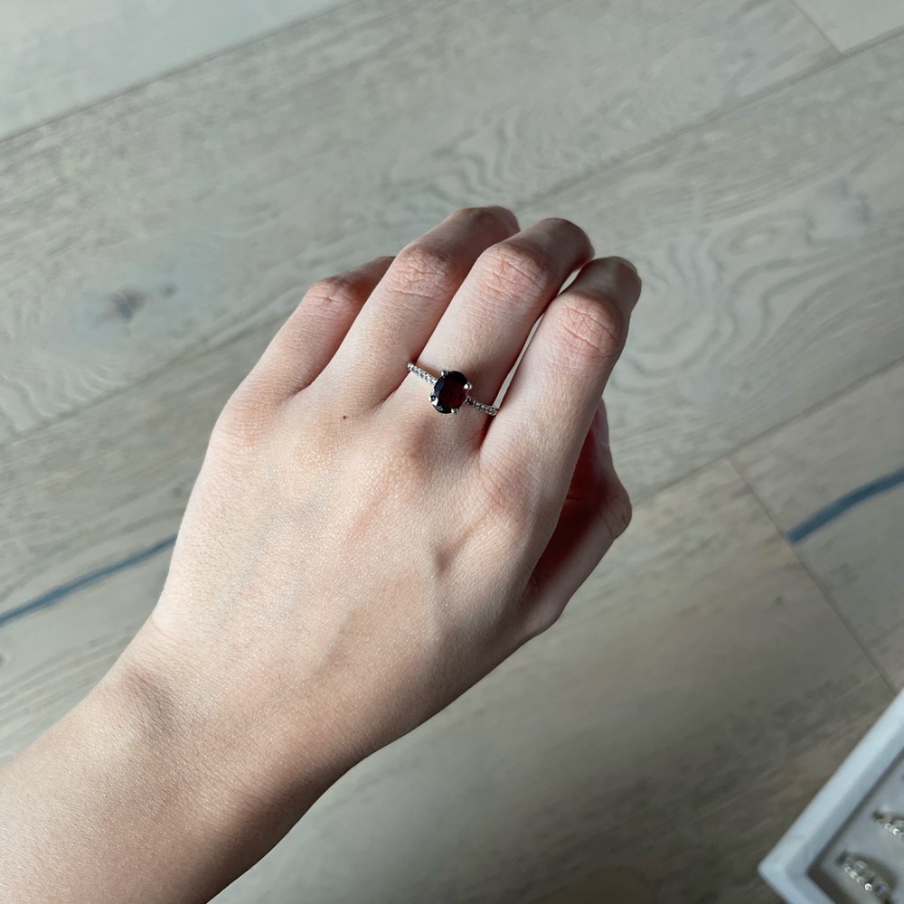 Sterling Silver and Red Gemstone Ring